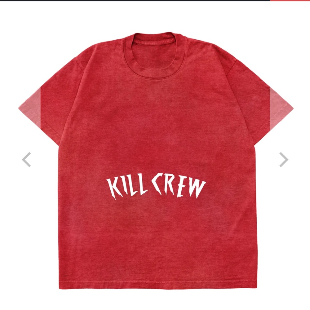 KILL CREW OVERSIZED LUX ACID WASH T-SHIRT - RED / WHITE - S